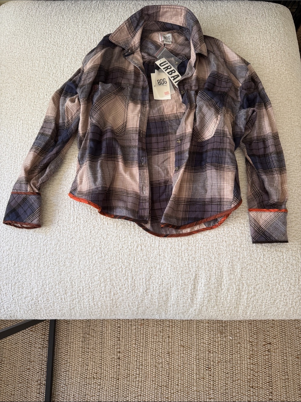 Brand New BDG Soft Partially Cropped Button-Up Shirt